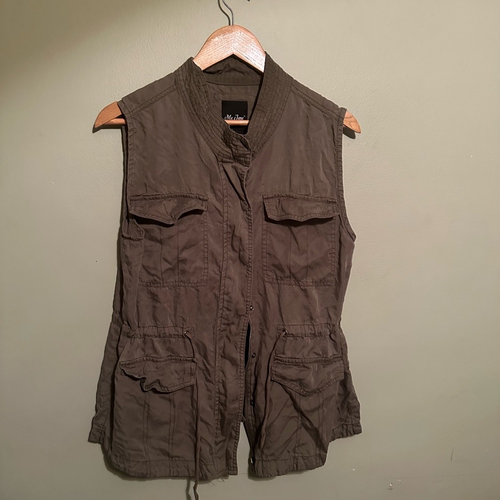 Me Jane Military Vest - OD Green Zip Vest - Sleeveless jacket - drawstring waist
